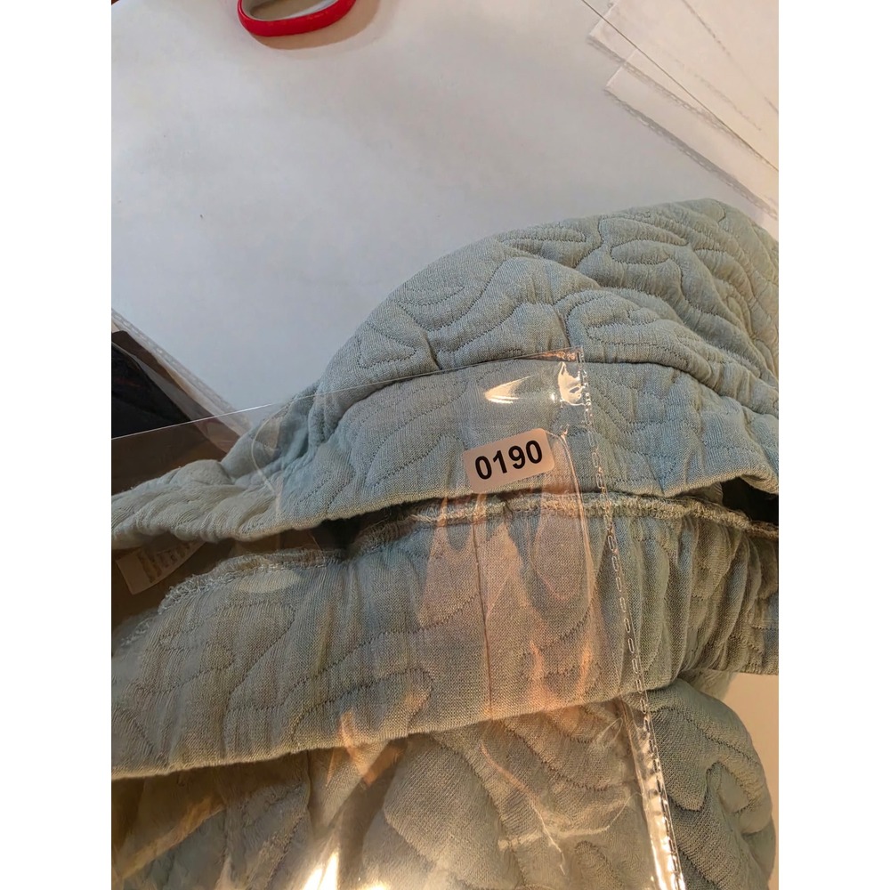 Nine West Sage Green Textured Quilted Pullover Hoodie Sweatshirt Womens Size M - Picture 10 of 10